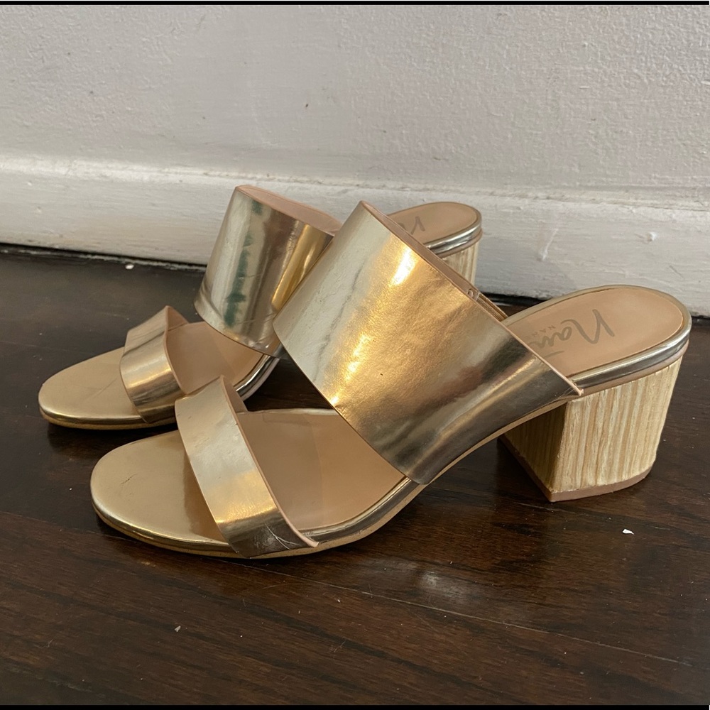 Nanette Lepore Ray Gold Mule Sandals
